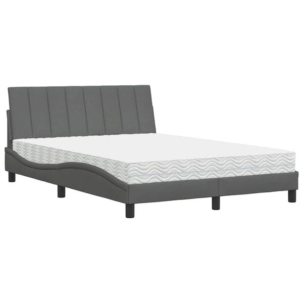 vidaXL Κρεβάτι με Στρώμα Σκούρο Γκρι 120x200 εκ. Υφασμάτινο
