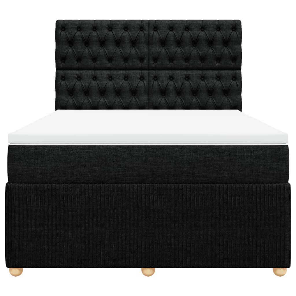 vidaXL Κρεβάτι Boxspring με Στρώμα Μαύρο 160x200 εκ. Υφασμάτινο
