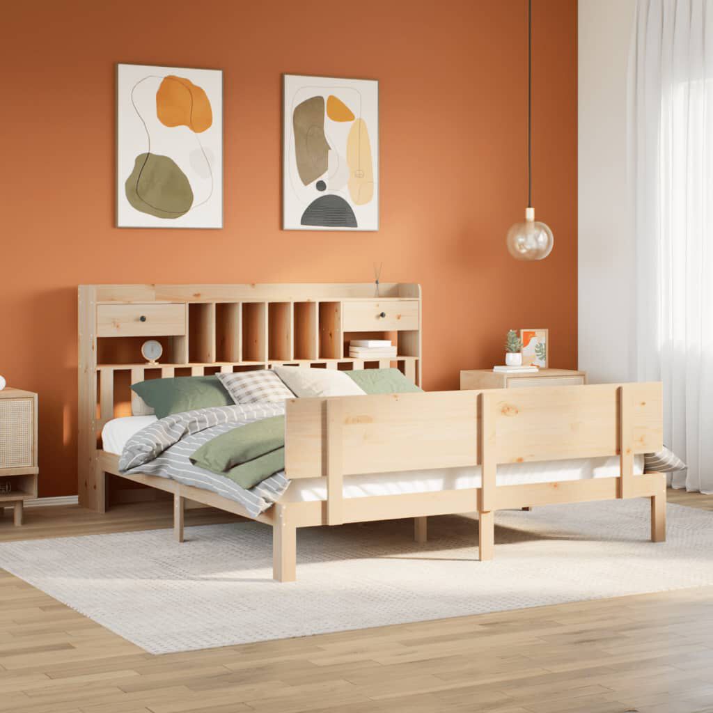 vidaXL Κρεβάτι Βιβλιοθήκη Χωρίς Στρώμα 180x200 εκ Μασίφ Ξύλο Πεύκου