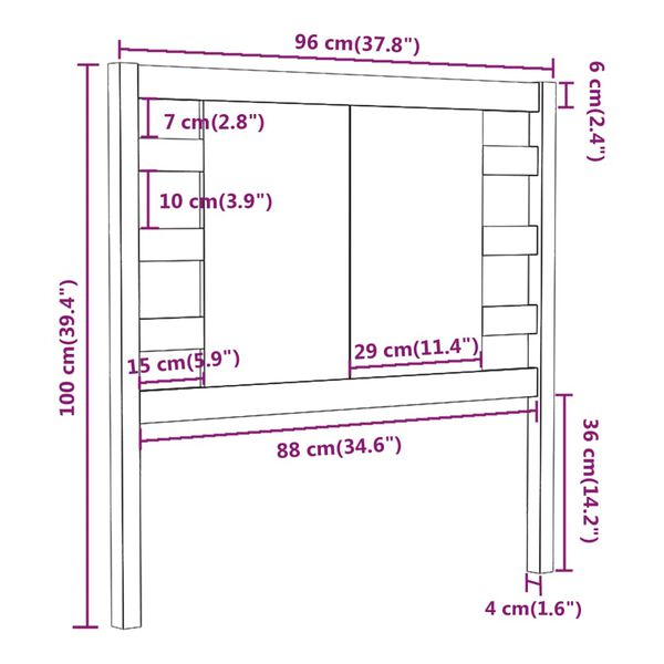 vidaXL Κεφαλάρι Μελί 96 x 4 x 100 εκ. από Μασίφ Ξύλο Πεύκου