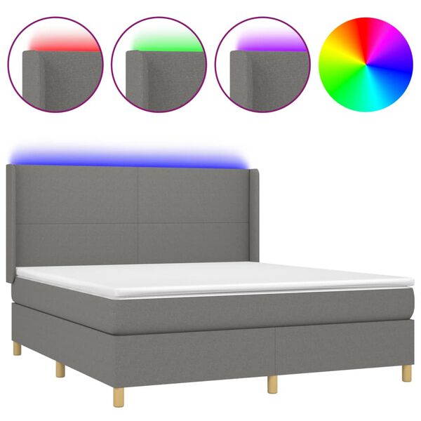 vidaXL &Kappa;&rho;&epsilon;&beta;ά&tau;&iota; Boxspring &mu;&epsilon; &Sigma;&tau;&rho;ώ&mu;&alpha; & LED &Sigma;&kappa;.&Gamma;&kappa;&rho;&iota; 160x200 &epsilon;&kappa; &Upsilon;&phi;&alpha;&sigma;&mu;ά&tau;&iota;&nu;&omicron;