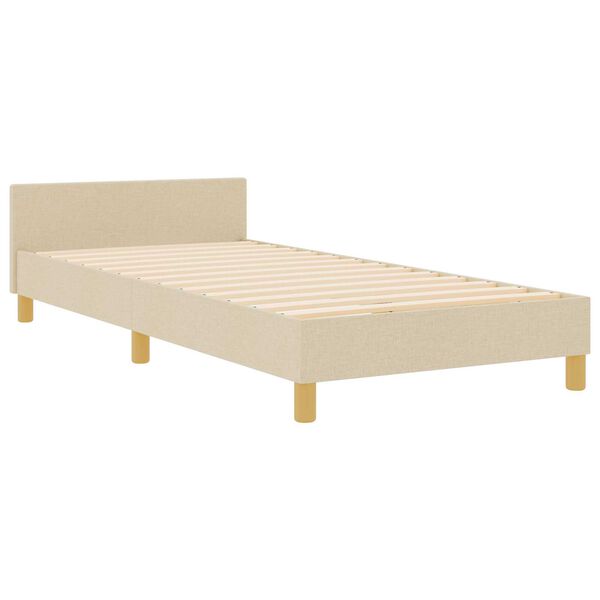 vidaXL Σκελετός Κρεβατιού με κεφαλάρι Κρεμ 90 x 200 cm ύφασμα