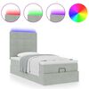 vidaXL Οθωμανικό κρεβάτι με στρώματα & LEDs Ανοιχτό γκρι Βελούδο