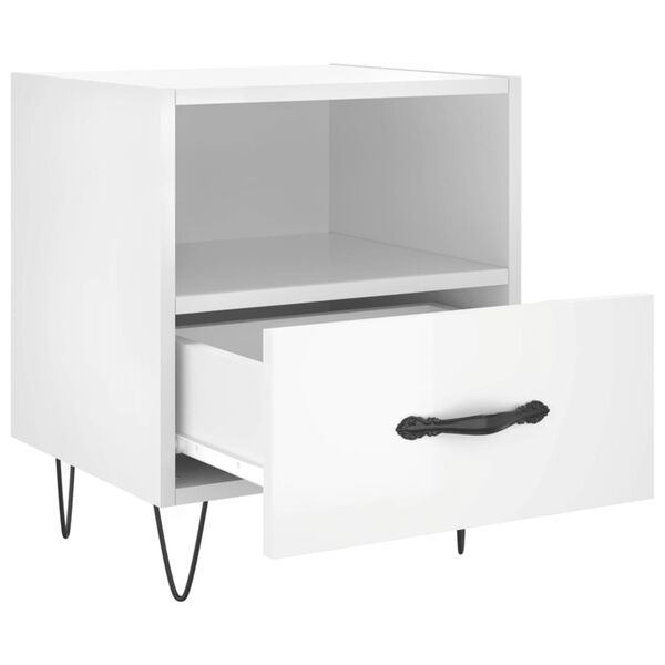 vidaXL Κομοδίνο Γυαλιστερό Λευκό 40 x 35 x 47,5 εκ. Επεξεργασμένο Ξύλο