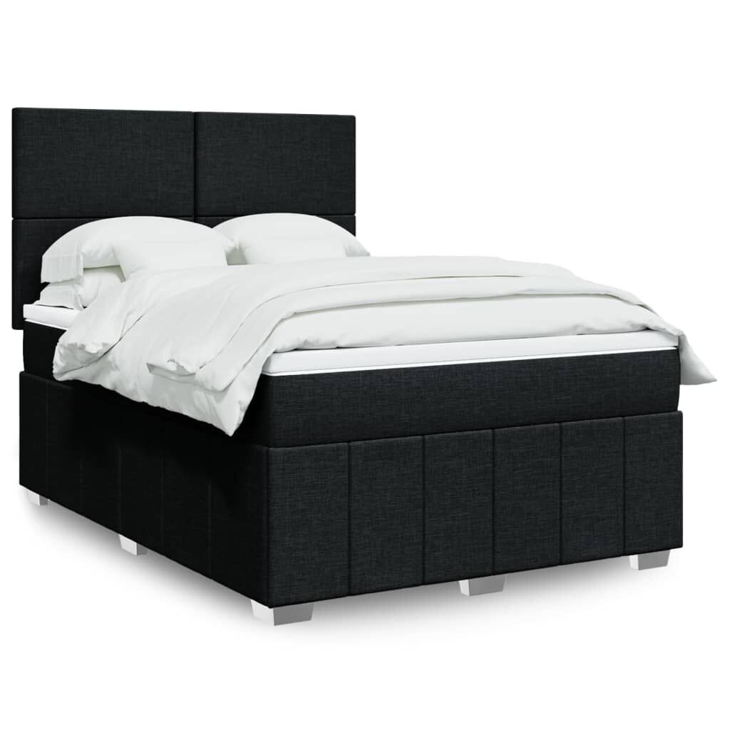 vidaXL Κρεβάτι Boxspring με Στρώμα Μαύρο 140x200 εκ. Υφασμάτινο
