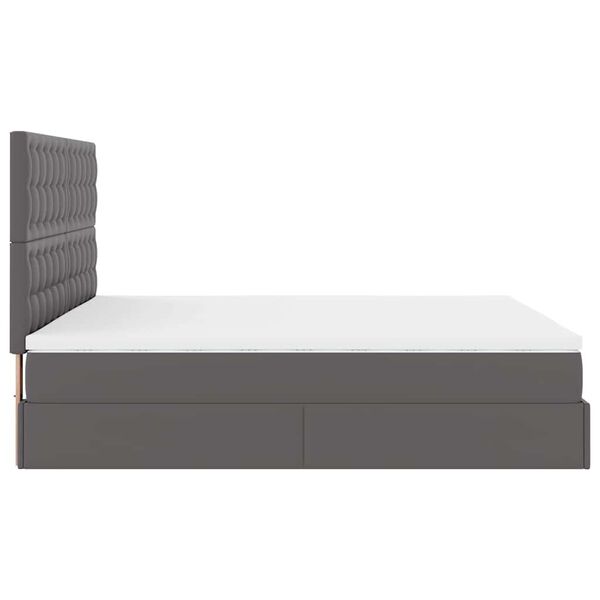 vidaXL Οθωμανικό κρεβάτι με στρώμα Γκρι 180x200cm Faux Leather