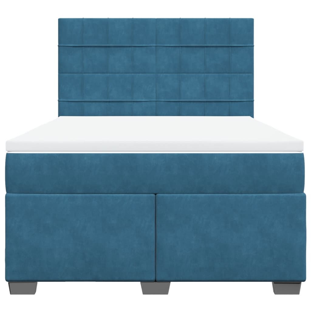 vidaXL Κρεβάτι Boxspring με Στρώμα Μπλε 140x190 εκ. Βελούδινο