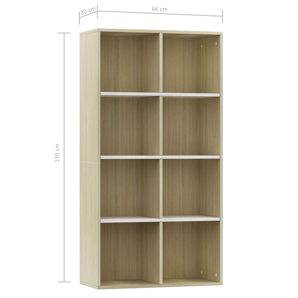 vidaXL Ραφιέρα/Βιβλιοθήκη Λευκή/Sonoma 66x30x130 εκ. από Μοριοσανίδα