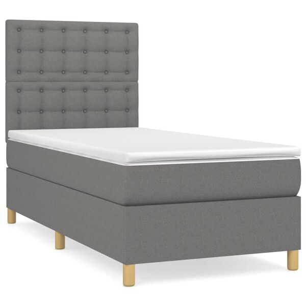 vidaXL Κρεβάτι Boxspring με Στρώμα Σκούρο Γκρι 80x200 εκ. Υφασμάτινο