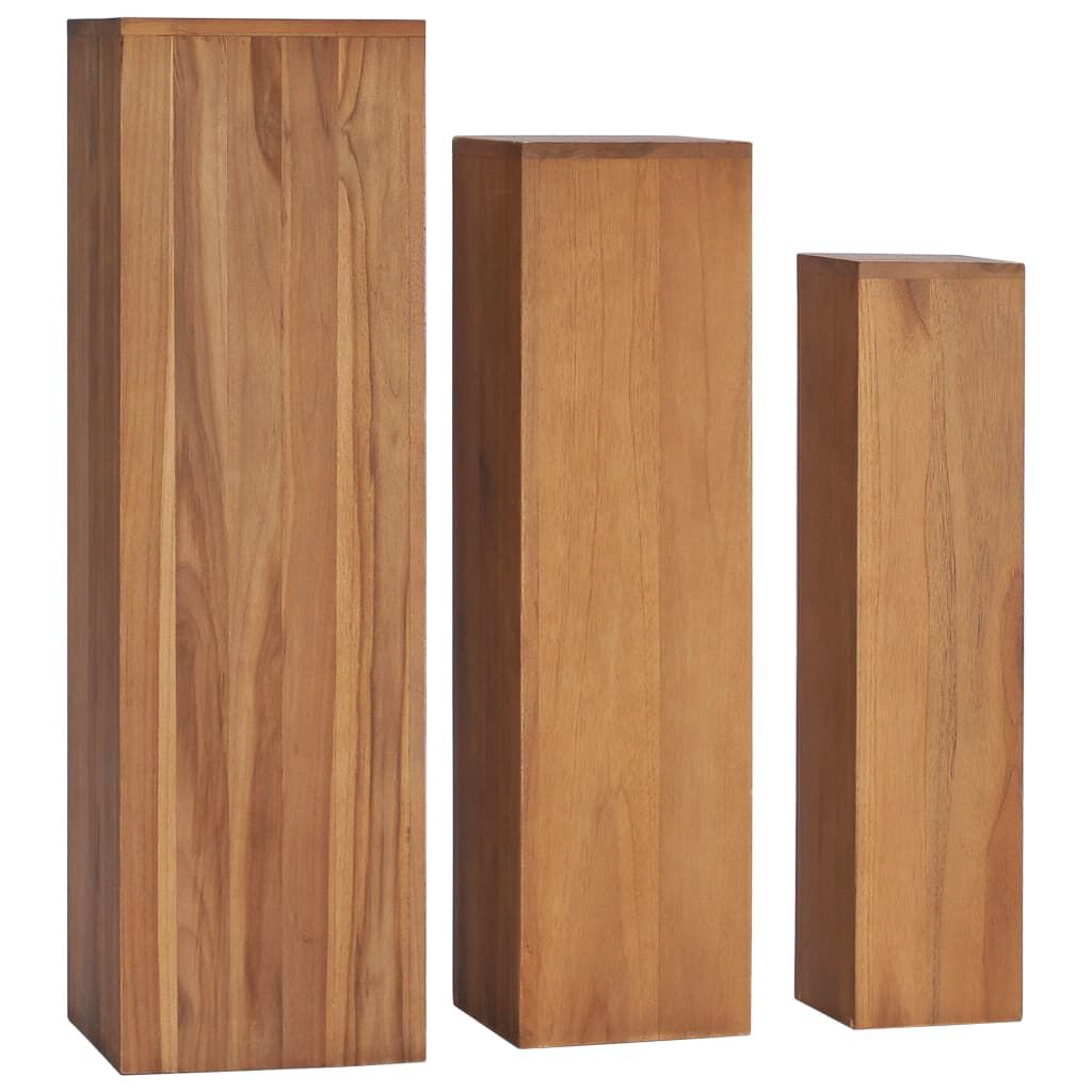 vidaXL Σετ Ανθοστήλες 3 Τεμαχίων από Μασίφ Ξύλο Teak