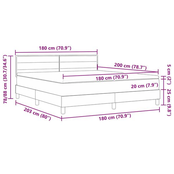 vidaXL Κρεβάτι με ελατήρια με Ματress & LED Καφέ 180x200 εκ. Ύφασμα