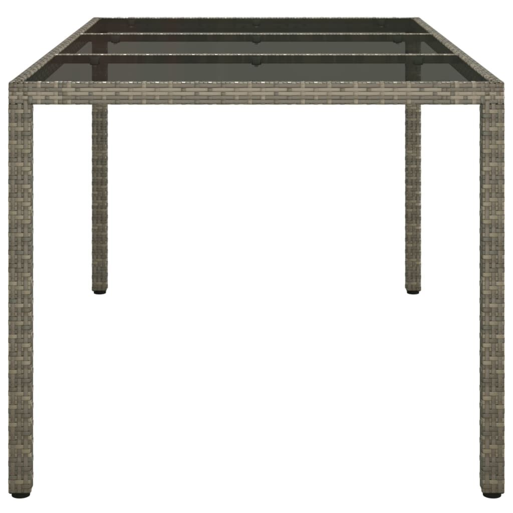 vidaXL Τραπέζι Κήπου Γκρι 150x90x75 εκ. Συνθετικό Ρατάν/Ψημένο Γυαλί