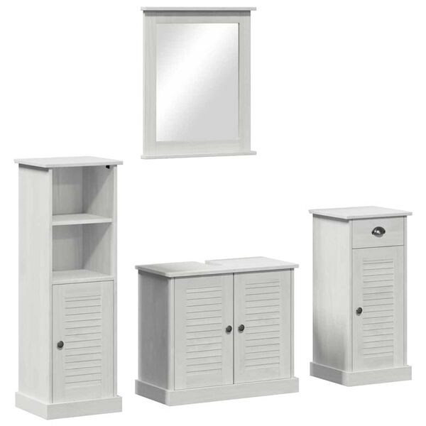 vidaXL Σετ Επίπλων Μπάνιου με ράφι 3 pcs Λευκό αντικέ 37 x 34 x 110 εκ