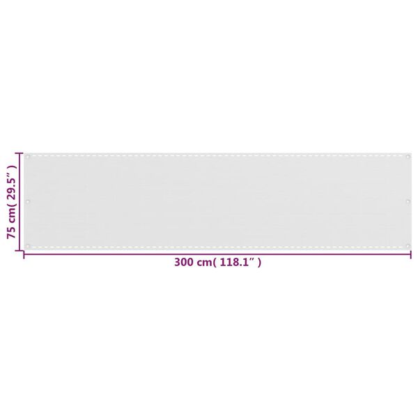 vidaXL Διαχωριστικό Βεράντας Λευκό 75 x 300 εκ. από HDPE
