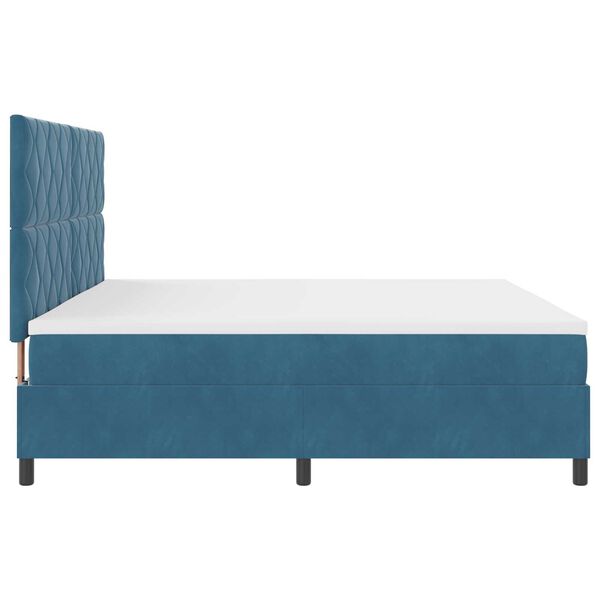 Κρεβάτι Box Spring με Στρώμα vidaXL Σκούρο Μπλε 200x200 εκ Βελούδο