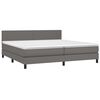 vidaXL Κρεβάτι Boxspring με Στρώμα Γκρι 200x200 εκ. Συνθετικό Δέρμα