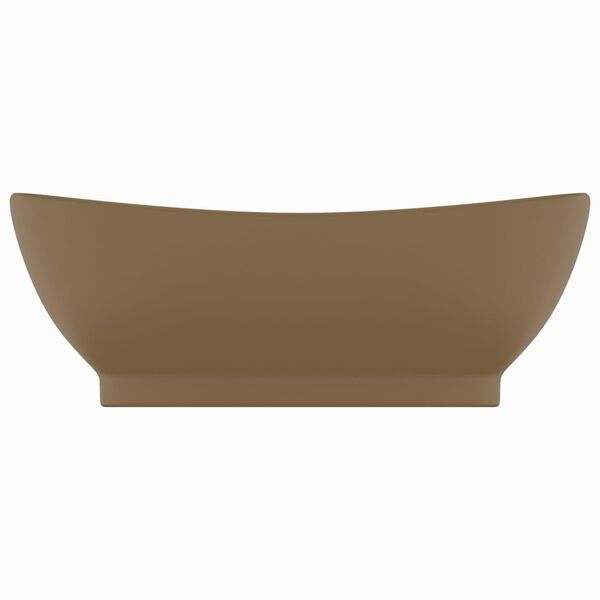 vidaXL Νιπτήρας με Υπερχείλιση Οβάλ Κρεμ Ματ 58,5x39 εκ. Κεραμικός