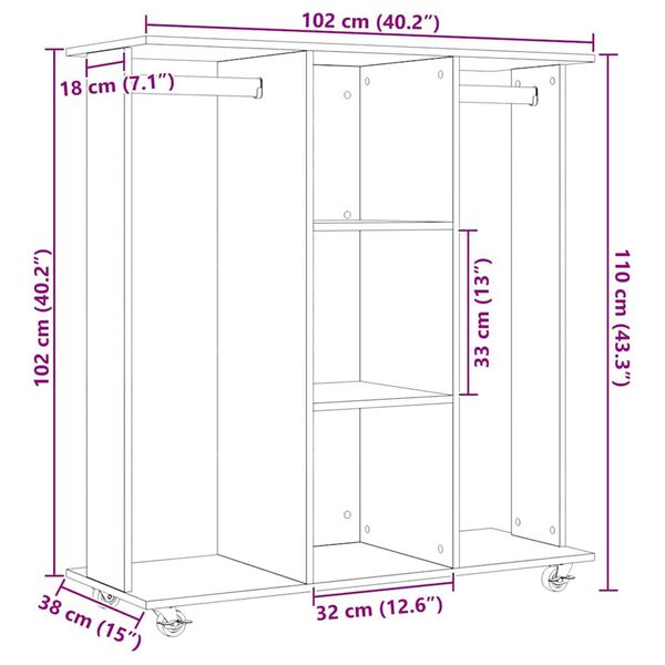 vidaXL Ντουλάπα artisan δρυς 102 x 38 x 110 εκ. Επεξεργασμένο ξύλο