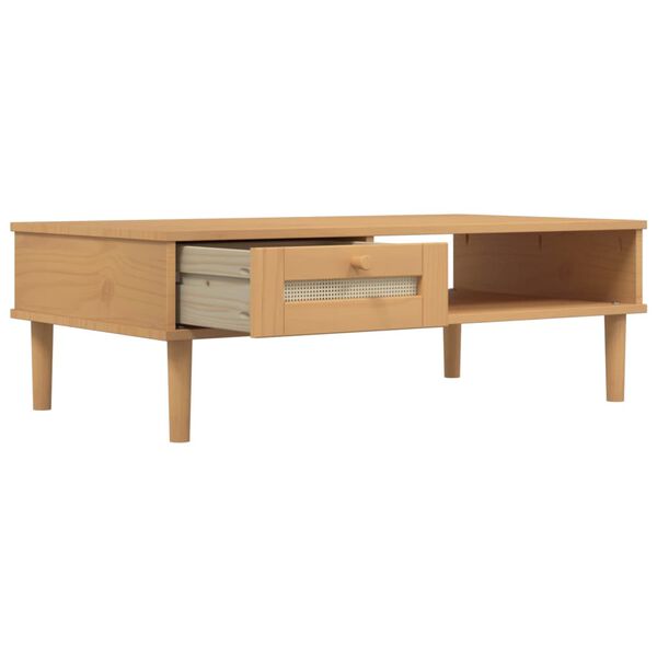 vidaXL Τραπεζάκι Σαλονιού SENJA Καφέ / Ρατάν 100x55x33 εκ. Μασίφ Ξύλο