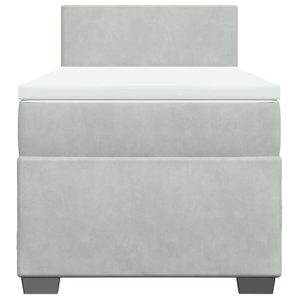 vidaXL Κρεβάτι Boxspring με Στρώμα Ανοιχτό Γκρι 90x200 εκ. Βελούδινο
