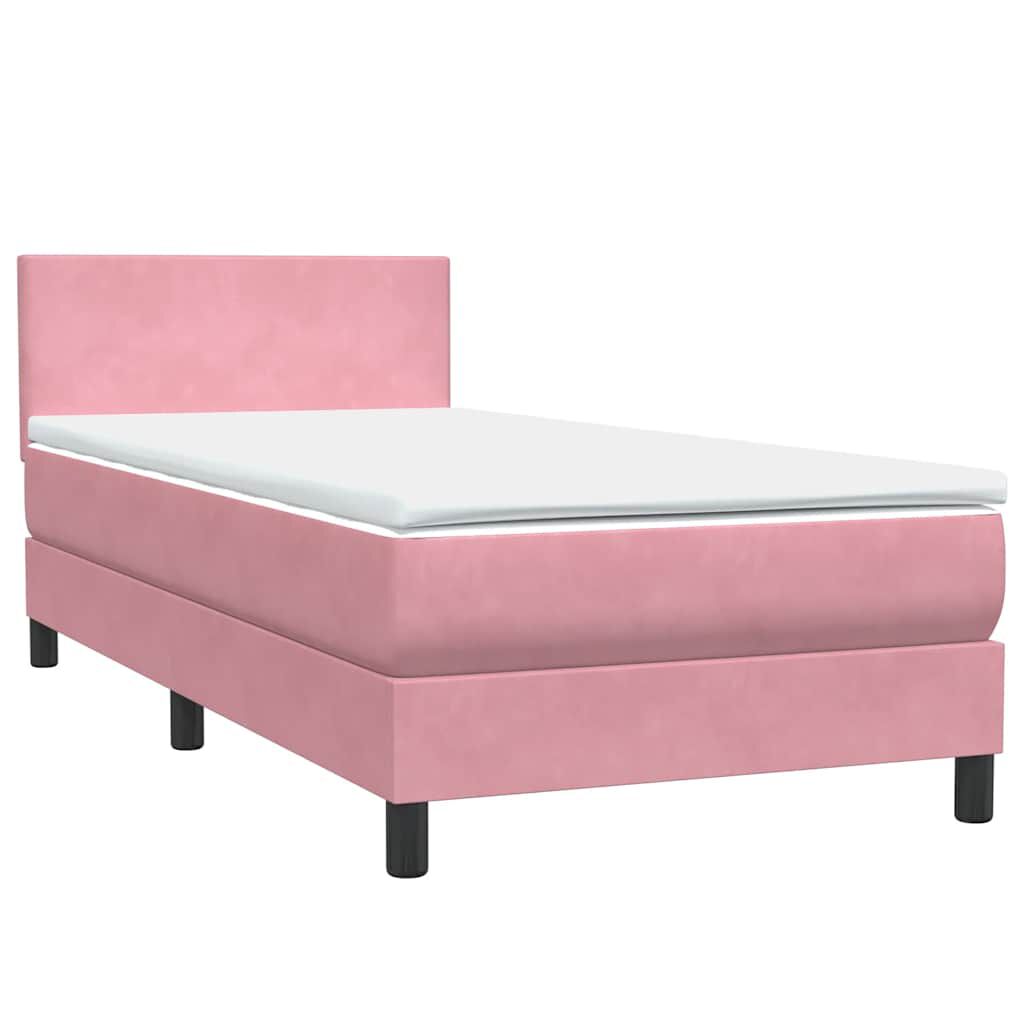 vidaXL Box Spring κρεβάτι με στρώμα ροζ 80x210 εκ. Βελούδινο