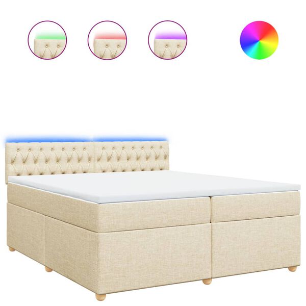 vidaXL &Kappa;&rho;&epsilon;&beta;ά&tau;&iota; Boxspring &mu;&epsilon; &Sigma;&tau;&rho;ώ&mu;&alpha; &Kappa;&rho;&epsilon;&mu; 200x200 &epsilon;&kappa;. &Upsilon;&phi;&alpha;&sigma;&mu;ά&tau;&iota;&nu;&omicron;