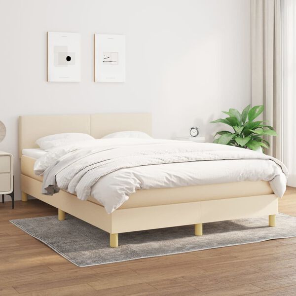 vidaXL &Kappa;&rho;&epsilon;&beta;ά&tau;&iota; Boxspring &mu;&epsilon; &Sigma;&tau;&rho;ώ&mu;&alpha; &Kappa;&rho;&epsilon;&mu; 140x200 &epsilon;&kappa;. &Upsilon;&phi;&alpha;&sigma;&mu;ά&tau;&iota;&nu;&omicron;