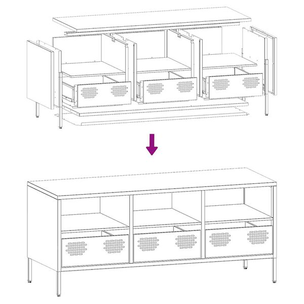 vidaXL Έπιπλο Τηλεόρασης Μουσταρδί 101,5x39x43,5 Ατσάλι Ψυχρής Έλασης