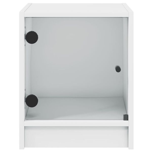 vidaXL Κομοδίνο με Γυάλινη Πόρτα Λευκό 35x37x42 εκ.