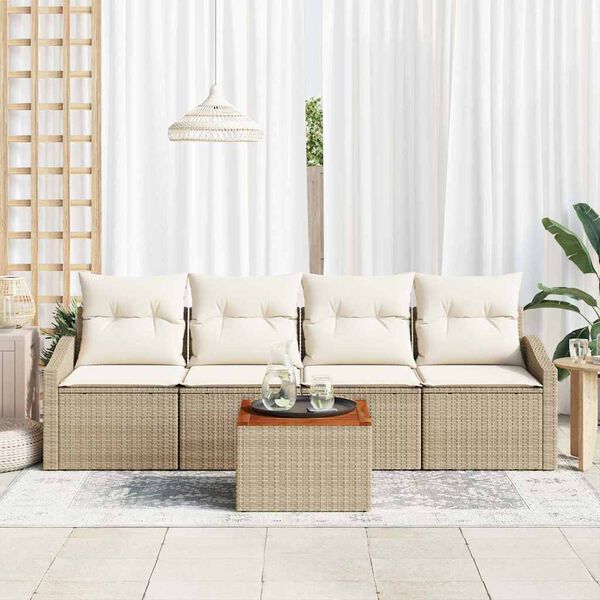 vidaXL Σετ Καναπέ Κήπου 5 pcs Μπεζ και λευκό