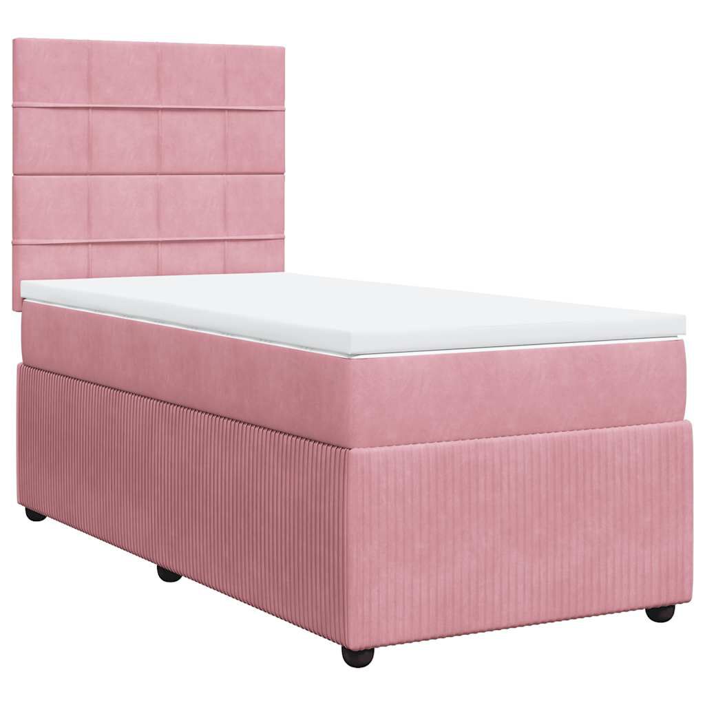vidaXL Κρεβάτι Boxspring με Στρώμα Ροζ 80 x 200 εκ. Βελούδινο