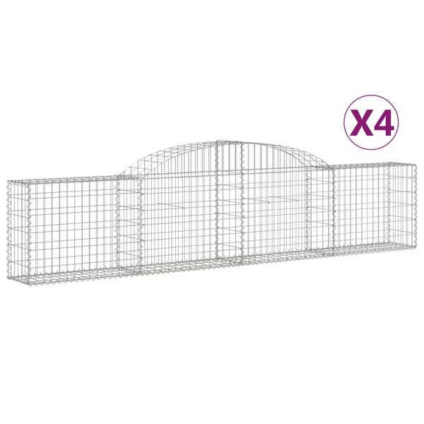 vidaXL Συρματοκιβώτια Τοξωτά 4 τεμ. 300x30x60/80 εκ. Γαλβαν. Ατσάλι