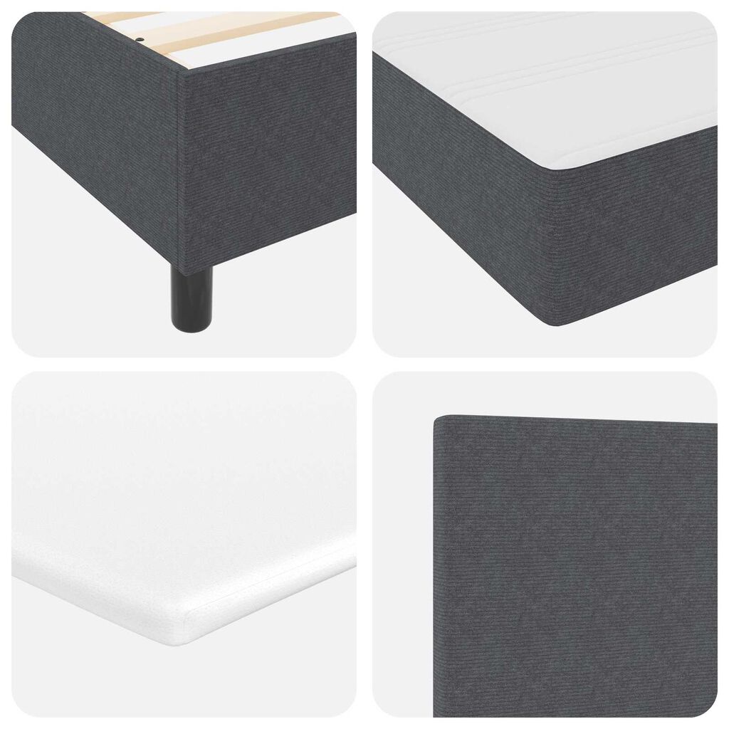 vidaXL Κρεβάτι Box Spring με Στρώμα & LED Σκοτεινό Γκρι Ύφασμα Κοτλέ