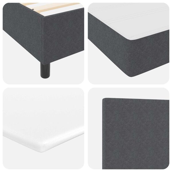 vidaXL Κρεβάτι Box Spring με Στρώμα & LED Σκοτεινό Γκρι Ύφασμα Κοτλέ