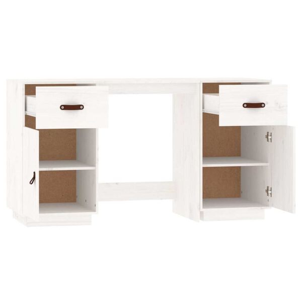 vidaXL Ντουλάπι Γραφείου Καφέ Λευκό 135x50x75εκ. από Μασίφ Ξύλο Πεύκου