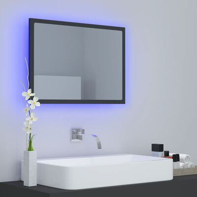 vidaXL Καθρέφτης Μπάνιου με LED Γκρι 60x8,5x37 εκ. από Ακρυλικός