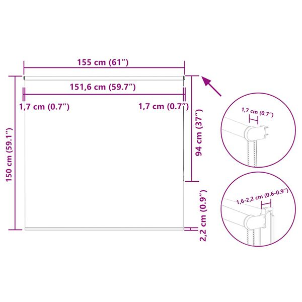 vidaXL Ρολέρ Μπλακάουτ Ναυτικό 155x150 εκ. Πλάτος υφάσματος 151,6 εκ.