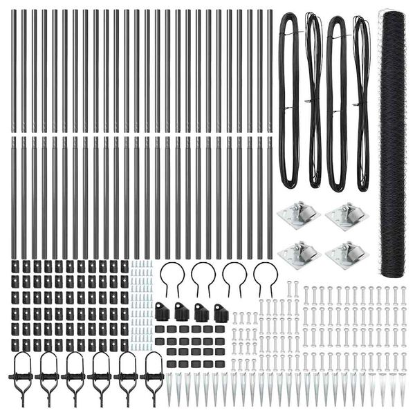 vidaXL Φράχτης με Στήλες. Γκρι 1.6 x 50 m Ατσάλι με επικάλυψη PVC
