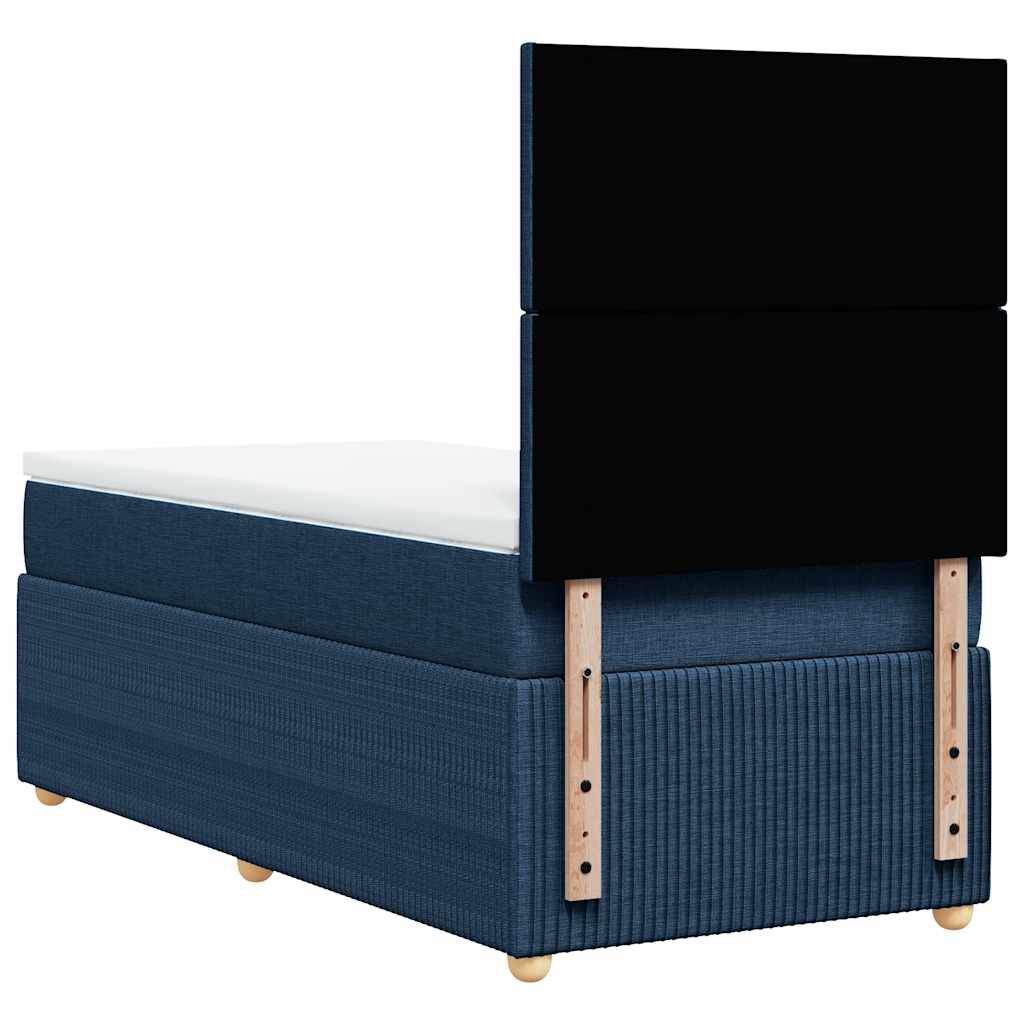 vidaXL Κρεβάτι Boxspring με Στρώμα Μπλε 100 x 200 εκ. Υφασμάτινο
