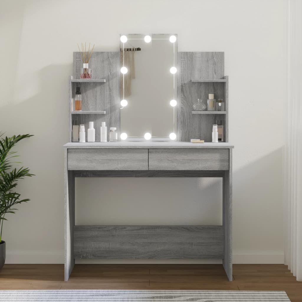 vidaXL Μπουντουάρ με LED Γκρι Sonoma 96x40x142 εκ.