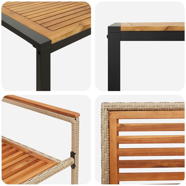 vidaXL Σέτ φαγητού για κήπο 7 pcs Μπεζ και καφέ 200 x 80 x 75 cm