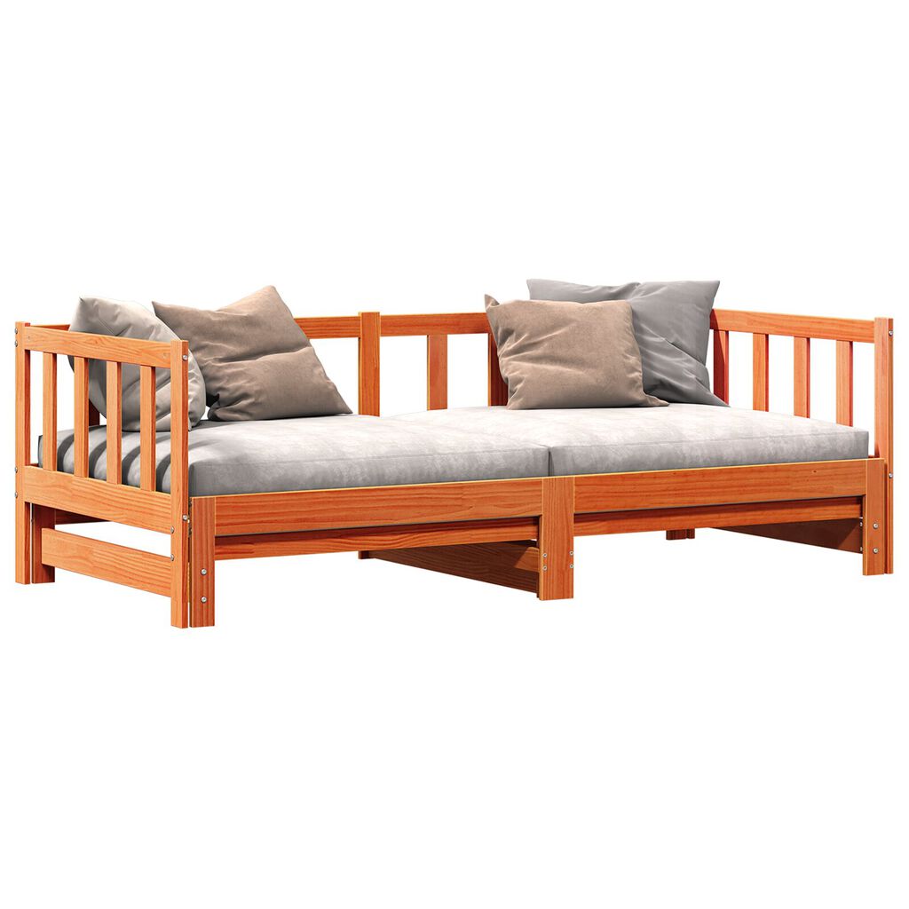 vidaXL Κρεβάτι ημέρας με Pull-out χωρίς στρώμα Καφέ 2x(90x190) εκ