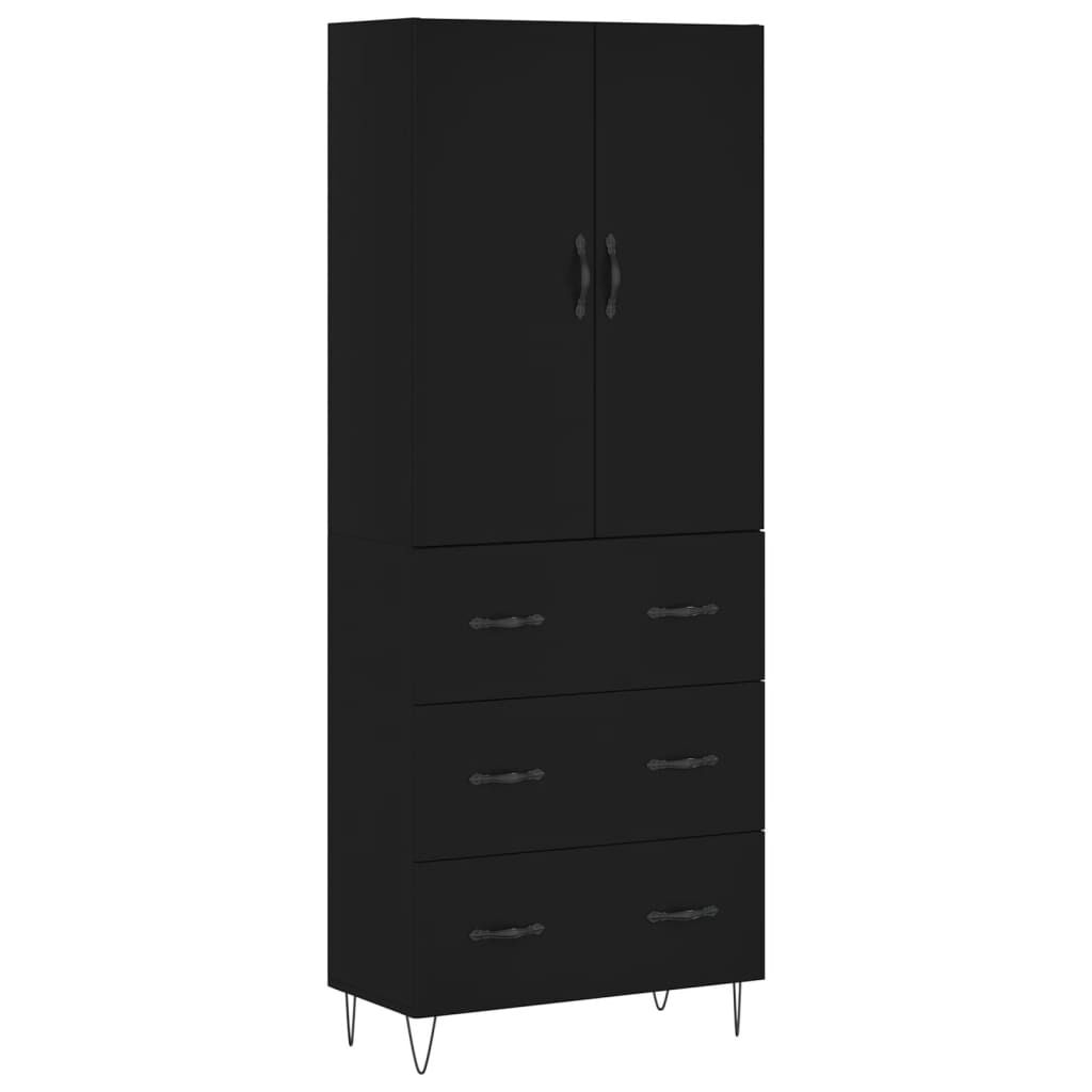 vidaXL Ντουλάπι Μαύρο 69,5x34x180 εκ. από Επεξεργασμένο Ξύλο