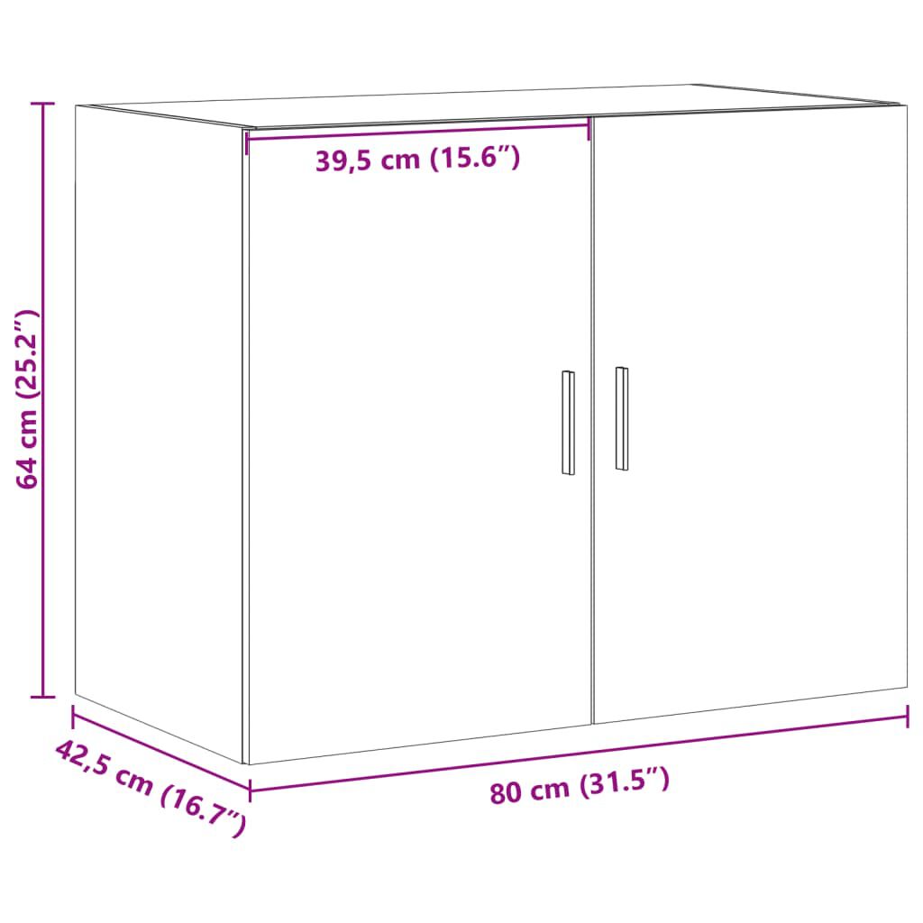 vidaXL Ντουλάπι Τοίχου Μαύρο 80x42,5x64 εκ. από Επεξεργασμένο Ξύλο