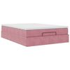 vidaXL Οθωμανικό κρεβάτι με στρώμα ροζ 140x200cm Βελούδο