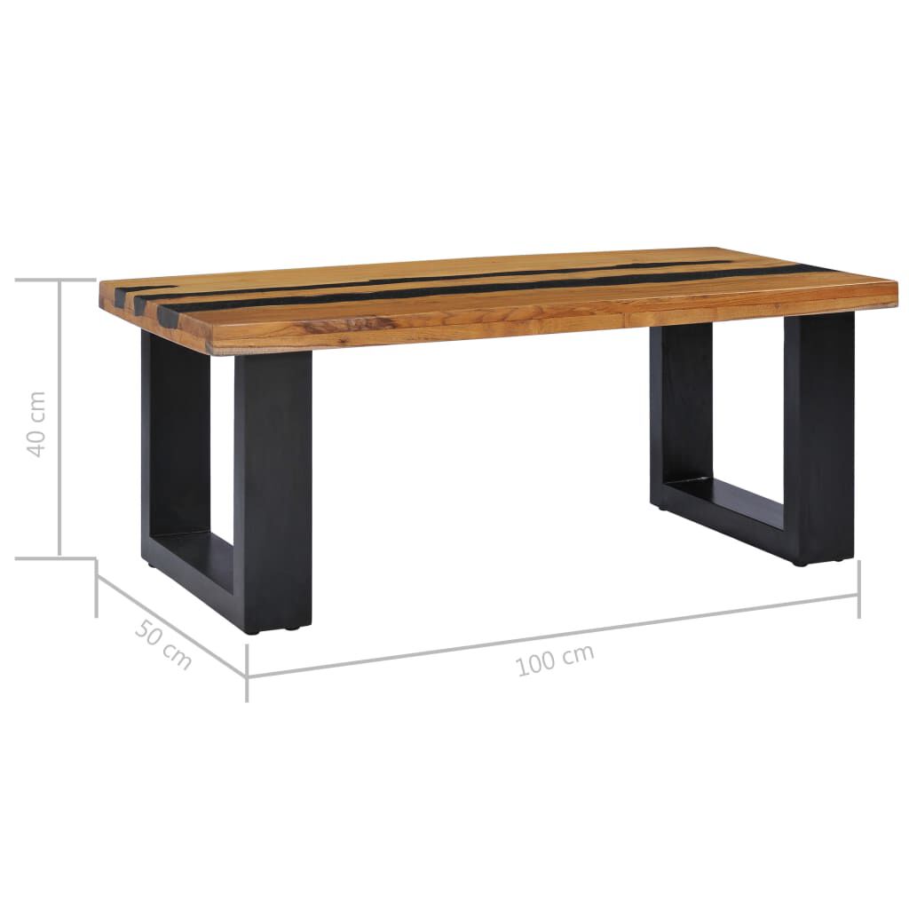 vidaXL Τραπέζι Σαλονιού 100x50x40 εκ. Μασίφ Ξύλο Teak/Ηφαιστ. Πέτρωμα