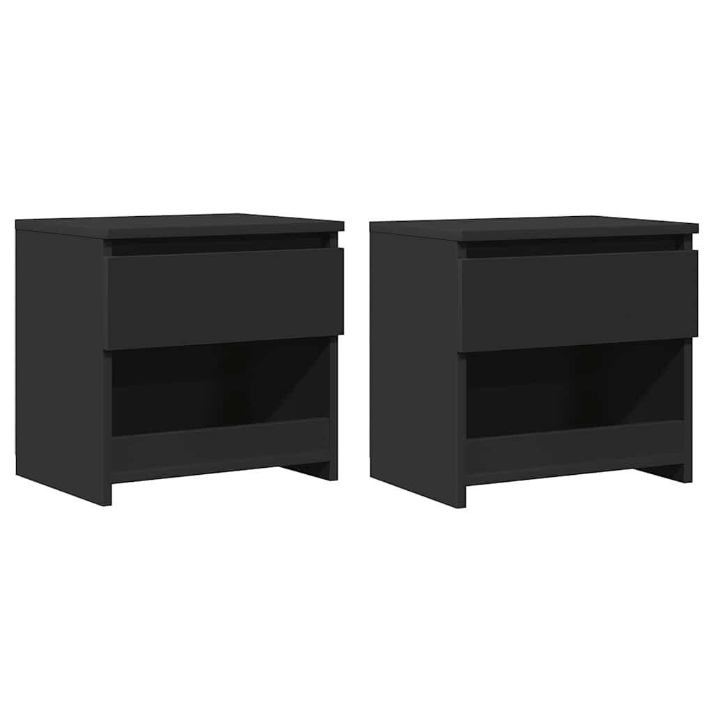 vidaXL Κομοδίνα 2 τεμ. Μαύρα 40 x 30 x 39 εκ. Επεξ. Ξύλο