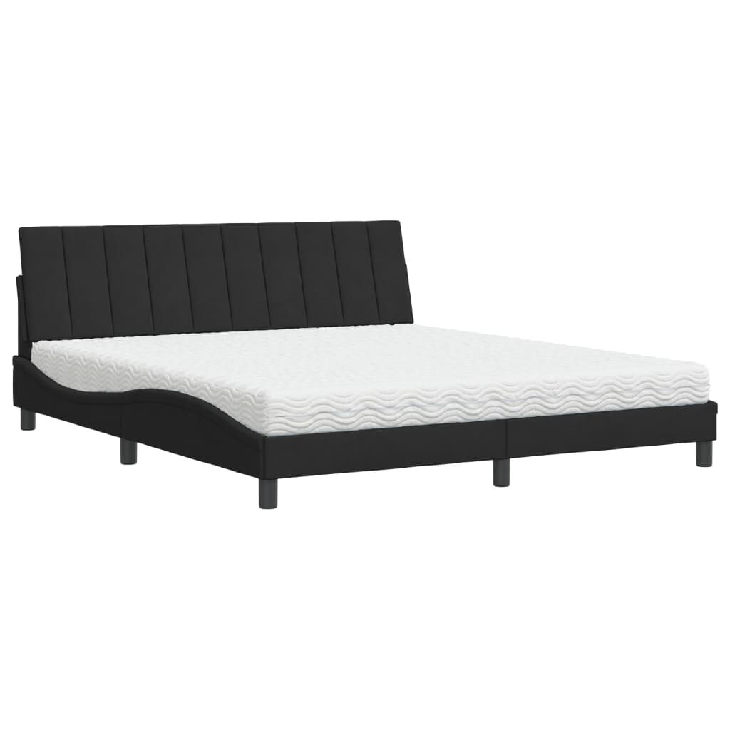 vidaXL Κρεβάτι με Στρώμα Μαύρο 180x200 εκ. Βελούδινο