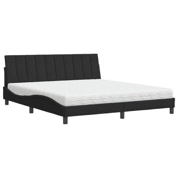 vidaXL Κρεβάτι με Στρώμα Μαύρο 180x200 εκ. Βελούδινο