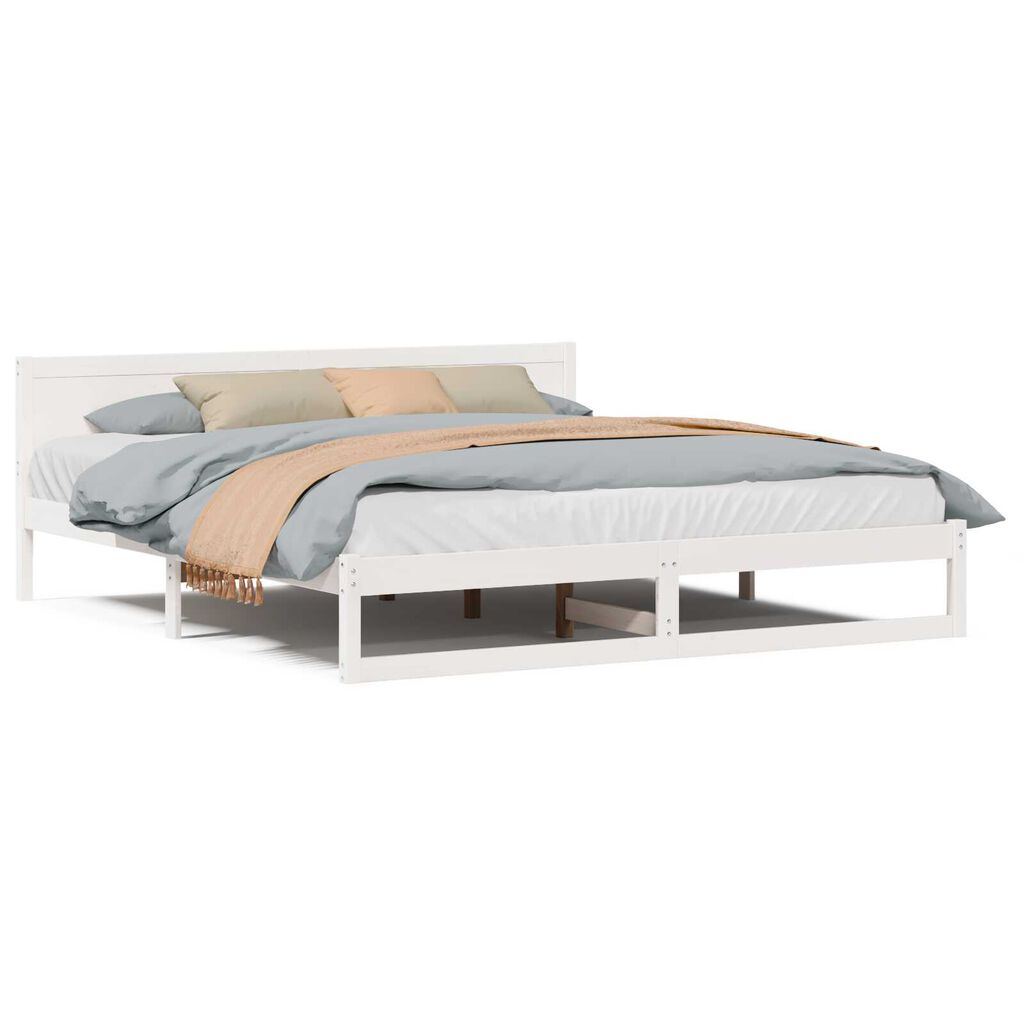 vidaXL Σκελετός Κρεβατιού Λευκό 180 x 200 cm Μασίφ ξύλο πεύκου